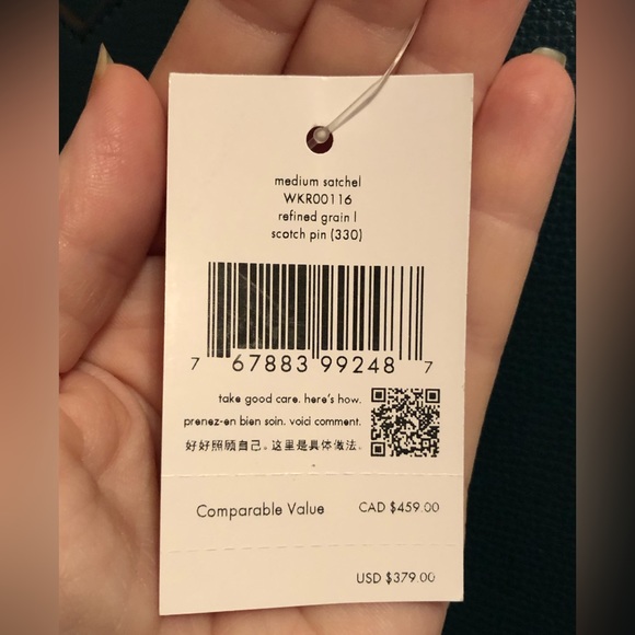 NWT-Kate Spade-Medium Satchel-Scotch Pine-Refined Grain Leather-Strap-$379 - Picture 10 of 14